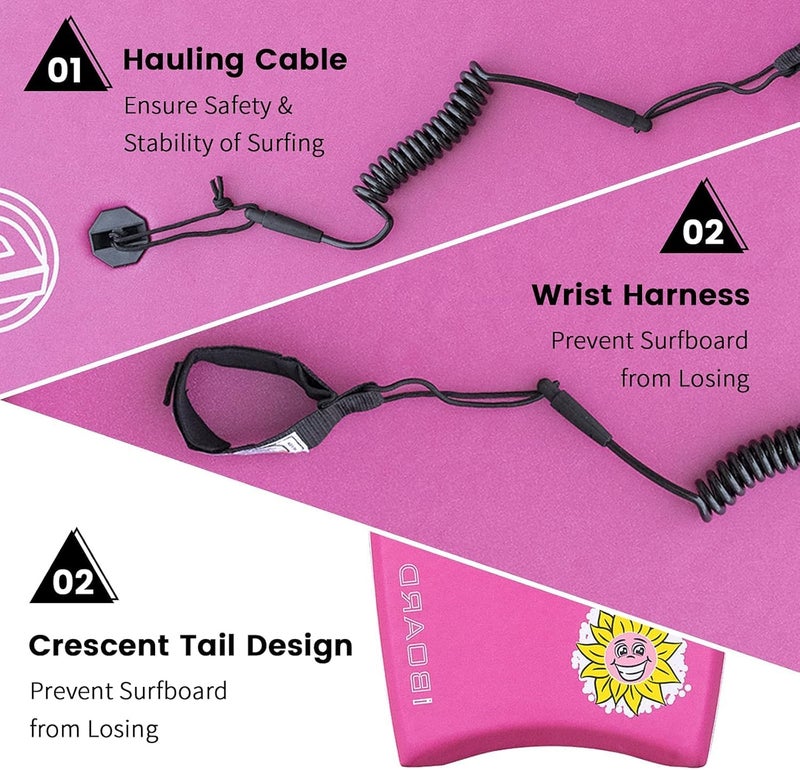 iBoard Bodyboard with Wrist Leash Lightweight Body Board for Adults with EPS Core 33/37/41 Inch Choose Color - Image 3